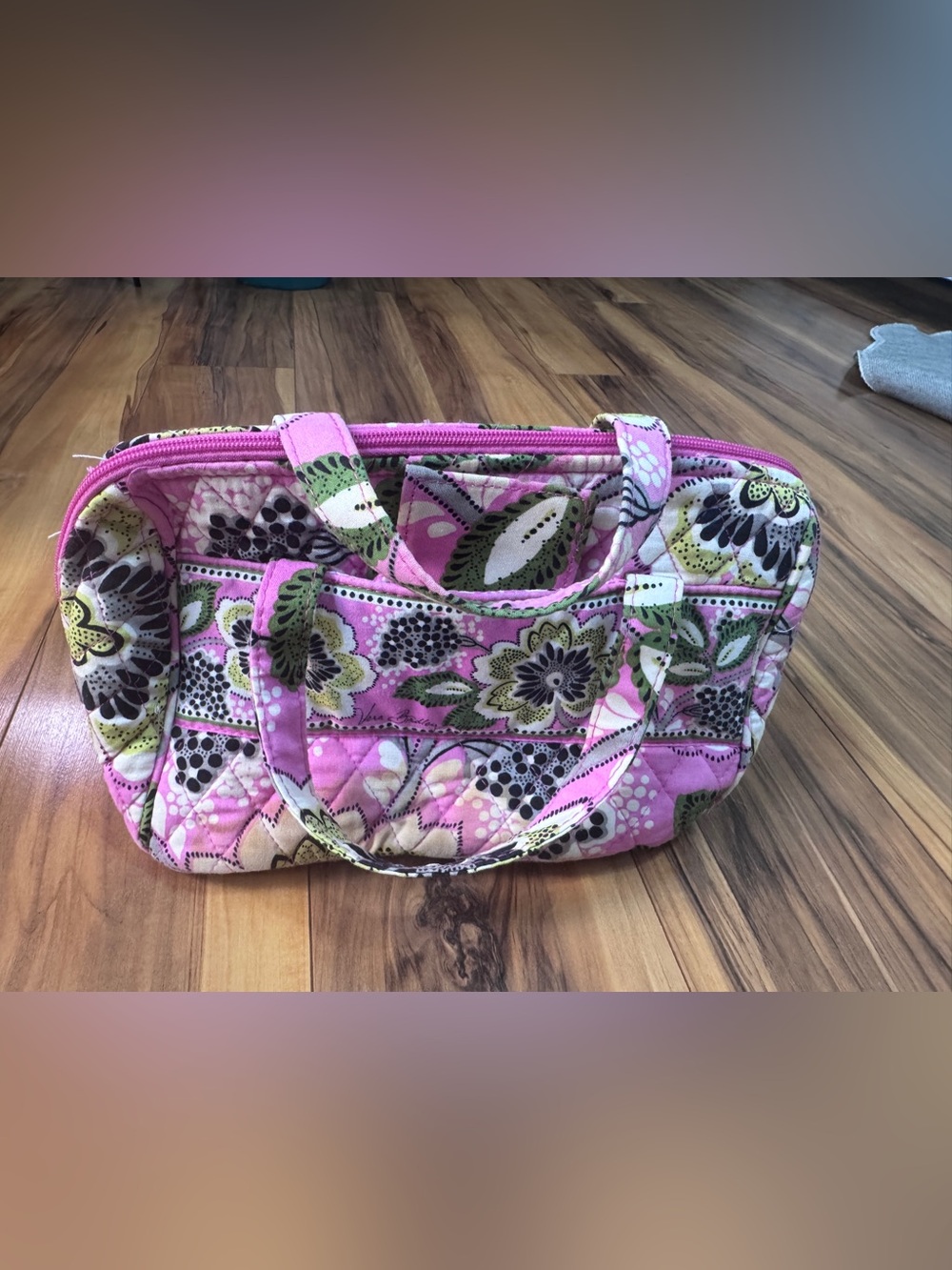 Vera Bradley Pink Floral Quilted Cosmetic Tote